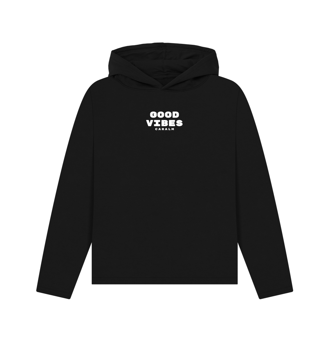 Black Hoodie GOOD VIBES Mujer